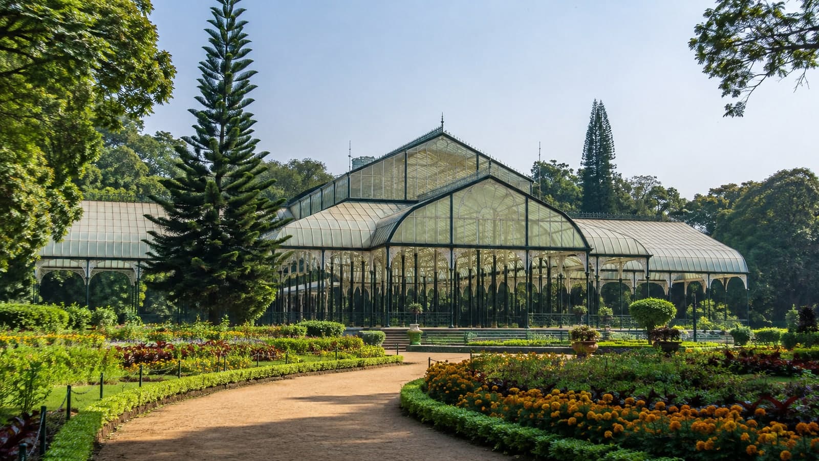 Illustrative Lalbagh glasshouse and gardens in Bengaluru